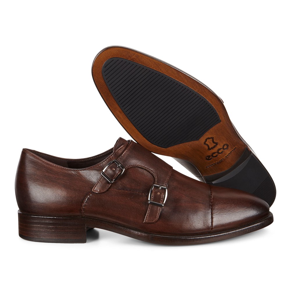 Mens Dress Shoes - ECCO Vitrus Mondial Double Monk Strap - Brown - 0791NBFIA
